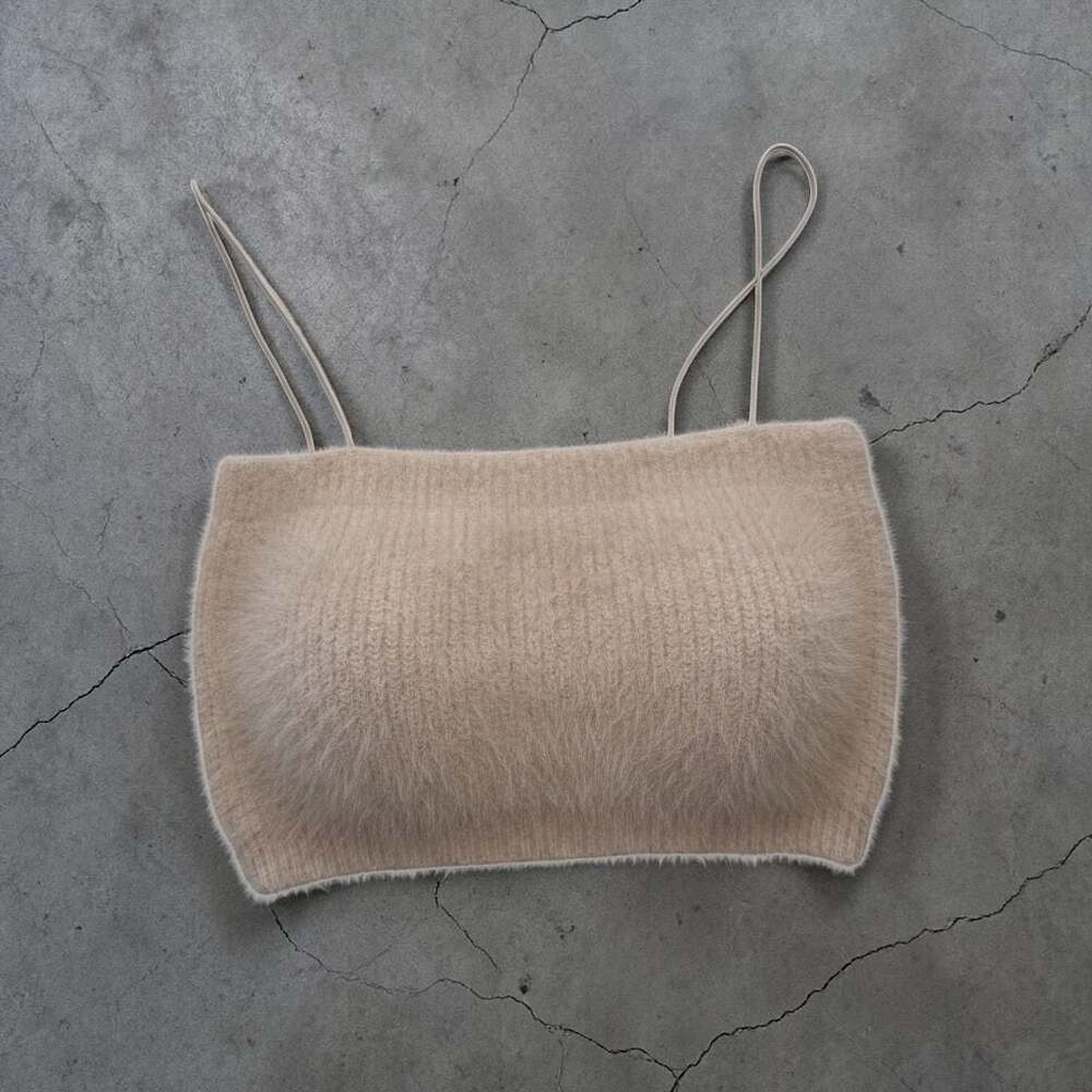Zara Fuzzy Knit Spaghetti Strap Crop Top Size L